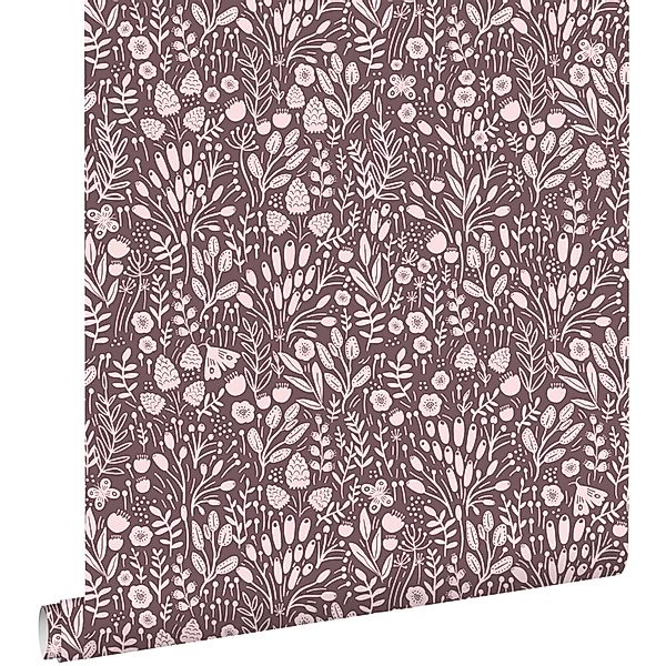 ESTAhome Tapete Blumen Aubergineviolett 50 X 900 Cm 131254 günstig online kaufen