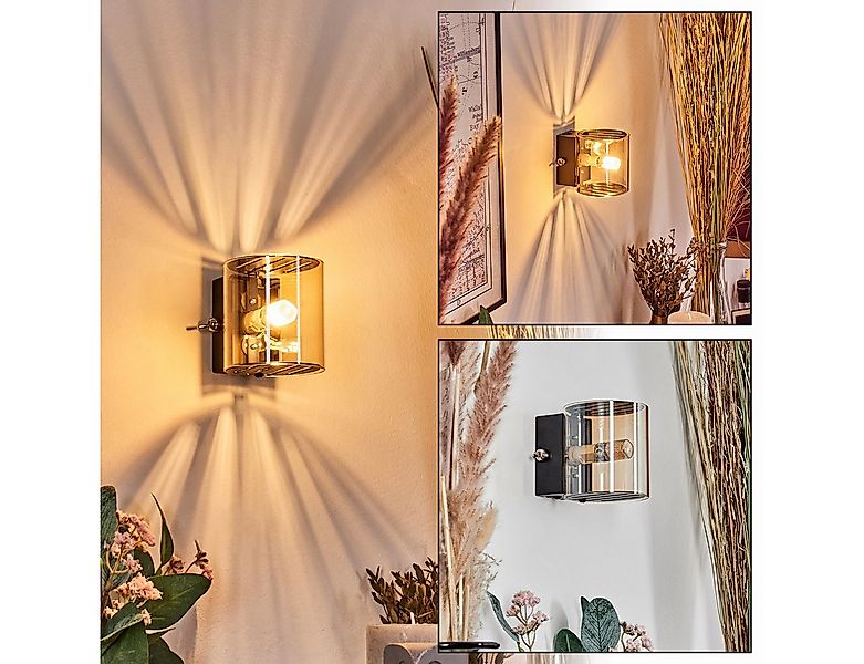 hofstein Wandleuchte Wandlampe aus Metall/Glas in Schwarz/Bernstein, ohne L günstig online kaufen