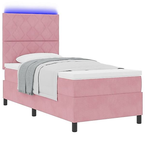 vidaXL Bett Boxspringbett mit Matratze & LED Rosa 90x190 cm Samt (1-tlg) günstig online kaufen