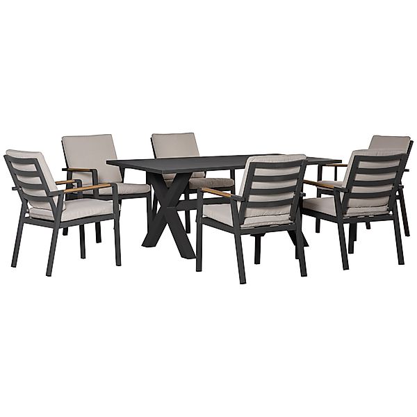 Outsunny Sitzgruppe 7-teilig, 6 Stühle, 1 günstig online kaufen