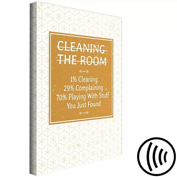 Leinwandbild Das Aufräumen des Zimmers – eine lustige Aufschrift auf Englis günstig online kaufen