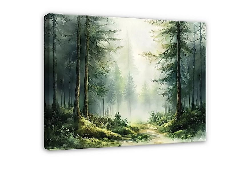 Wallarena Leinwandbild Wald Grün Natur Baum Wandbilder Wand Deko XXL Bilder günstig online kaufen