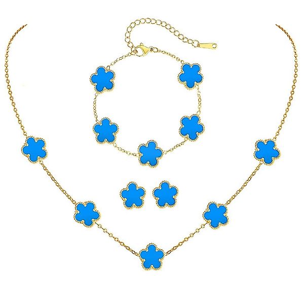 RWEUOQ Schmuckset Kleeblatt Schmuck-Set Armband Halskette günstig online kaufen