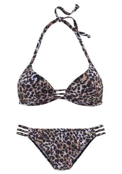 LASCANA Triangel-Bikini mit Leo-Print und Push-Up-Effekt günstig online kaufen