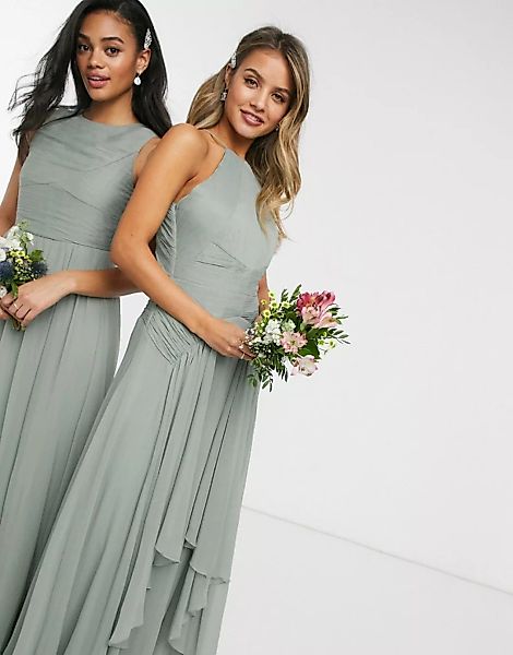 ASOS DESIGN – Maxi-Latzkleid für die Brautjungfer mit gerafftem Oberteil un günstig online kaufen