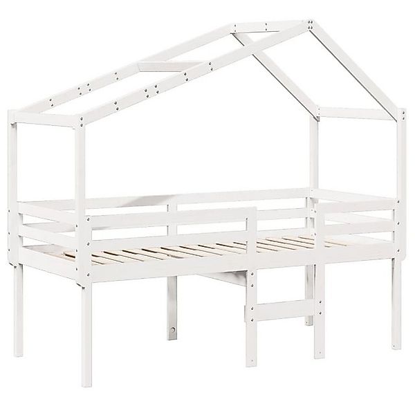 vidaXL Bett Hochbett mit Dach Weiß 90x200 cm Massivholz Kiefer günstig online kaufen