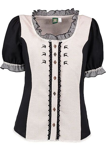 OS Trachten Trachtenbluse Shine Bluse mit Rundhalsausschnitt, Rüschen und P günstig online kaufen