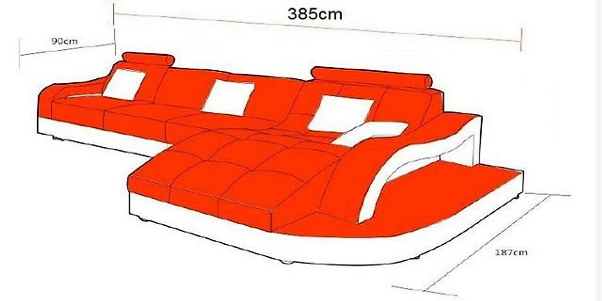 JVmoebel Ecksofa Designer Ecksofa mit Liege Couch Sofa Wohnlandschaft Leder günstig online kaufen