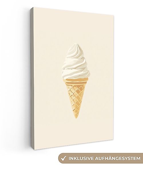 OneMillionCanvasses® Leinwandbild Eiswaffel - Weiß, Fotodruck günstig online kaufen