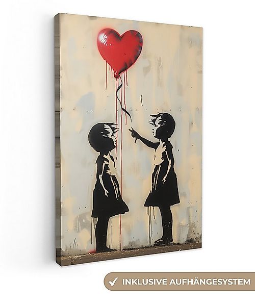 OneMillionCanvasses® Leinwandbild Straßenkunst - Banksy - Luftballon - Graf günstig online kaufen