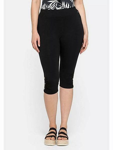 Sheego Leggings Große Größen mit Raffung und Deko-Knöpfen am Saum günstig online kaufen