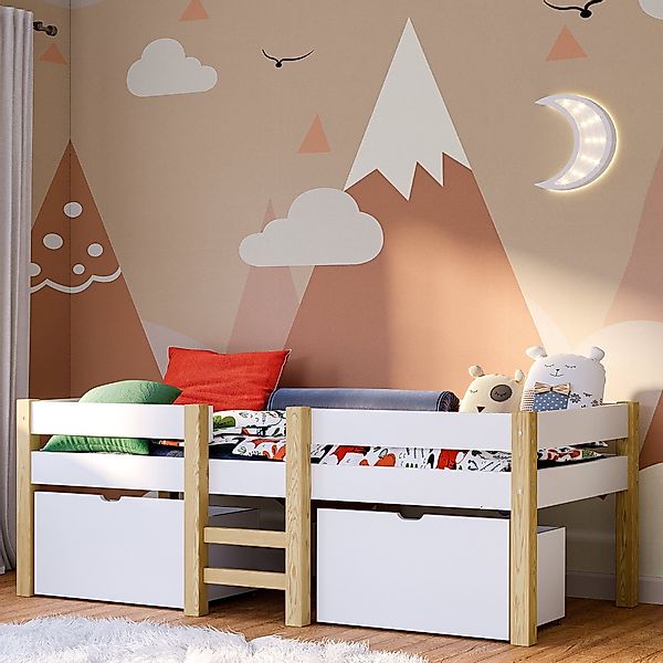 Bellabino Hochbett Aspy (Halbhochbett inkl. Lattenrost günstig online kaufen