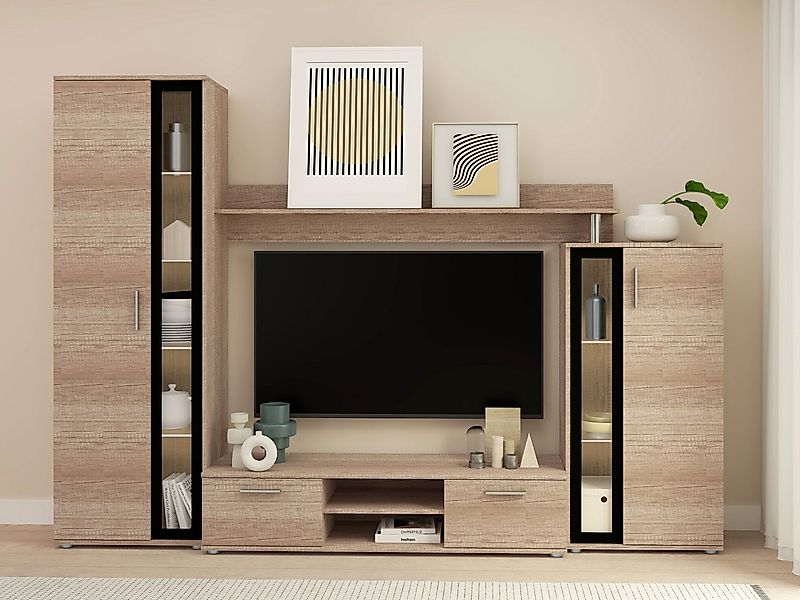 MIRJAN24 Wohnwand Bentley, (4er-Set, TV-Lowboard, Hochvitrine, Wandregal, V günstig online kaufen