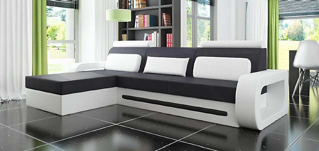 JVmoebel Ecksofa Designer Ecksofa Leder Textil Stoff Sofa Couch Ecke Polste günstig online kaufen