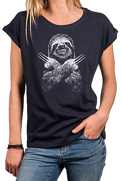 MAKAYA Print-Shirt Damen Top Tiermotiv Faultier günstig online kaufen