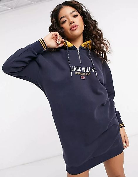 Jack Wills – Kapuzenkleid mit Logo-Blau günstig online kaufen