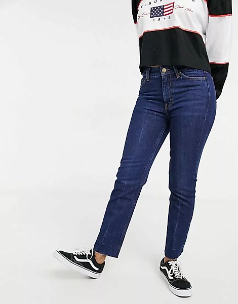 MiH – Daily – Jeans mit kurzem Schnitt in dunkelblauer Waschung günstig online kaufen