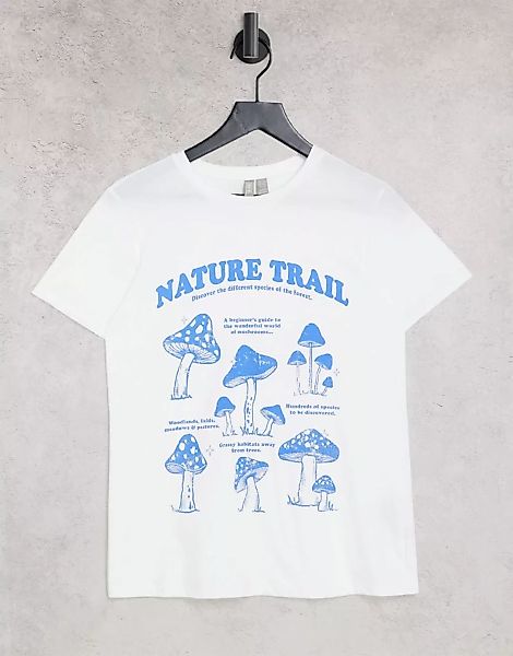 ASOS DESIGN – Lockeres T-Shirt mit Pilz-Print in Weiß günstig online kaufen