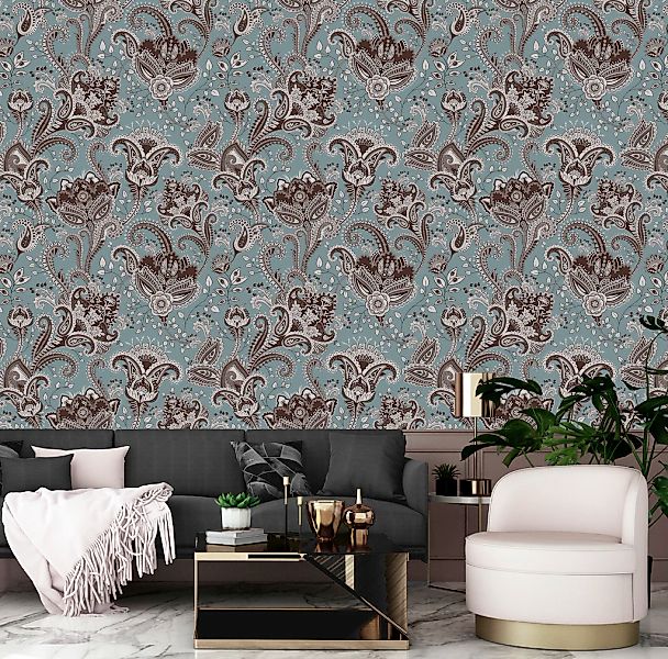 queence Vinyltapete »Livia«, bedruckt-Motiv-botanisch-floral-gemustert-natü günstig online kaufen