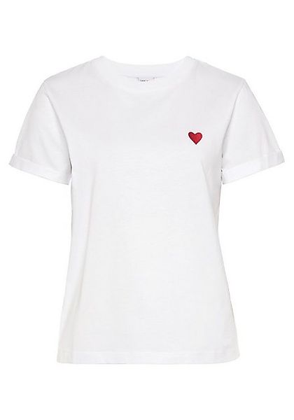 LASCANA T-Shirt, mit süßer Herz-Stickerei, Kurzarmshirt aus Baumwolle günstig online kaufen
