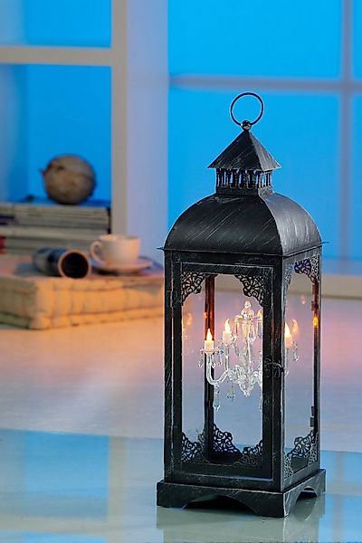 Luna24 simply great ideas... LED Dekolicht Metalllaterne mit LED-Kronleucht günstig online kaufen