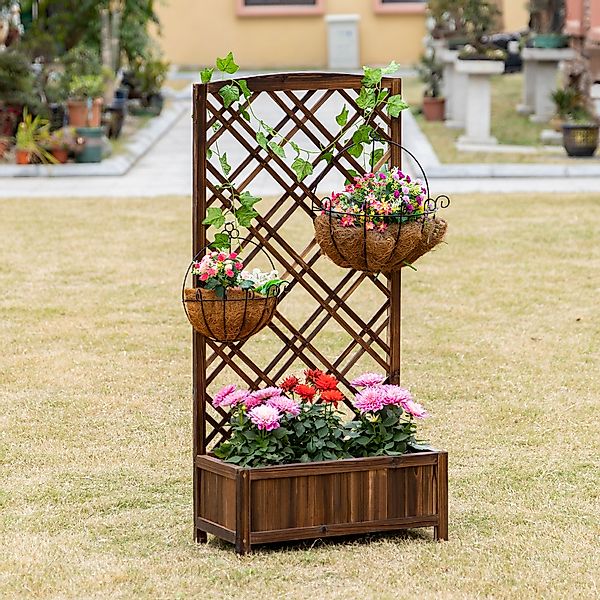 Outsunny  Hochbeet Pflanzkasten Blumenständer Rankgitter Rankkasten Rosenbo günstig online kaufen