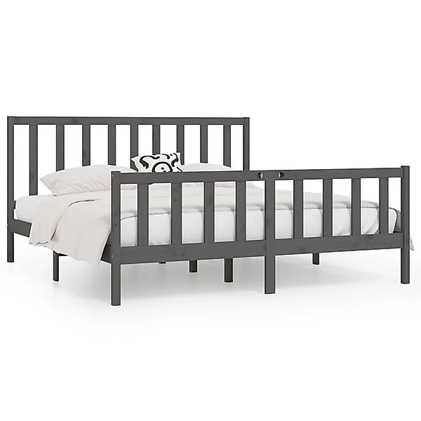 vidaXL Massivholzbett Grau 200x200 cm1091035 günstig online kaufen