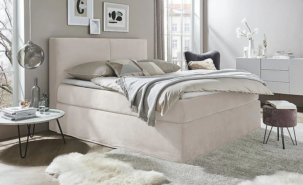 Boxi Boxspringbett mit trendigem Keder Boxi ¦ beige ¦ Maße (cm): B: 180 H: günstig online kaufen