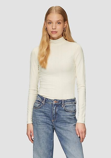 QS Langarmshirt T-Shirt Rippshirt im Slim Fit aus Viskosemix günstig online kaufen