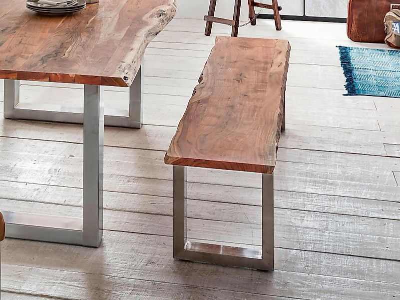 Home affaire Sitzbank "Manhattan" mit Baumkantenoptik und Gestell U-Form au günstig online kaufen