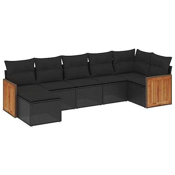 vidaXL 7-tlg Garten-Sofagarnitur mit Kissen Schwarz Poly Rattan Modell 234 günstig online kaufen