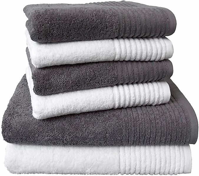 Dyckhoff Handtuch Set »Brillant« Set 6 Stk. Walkfrottee mit Streifenbordüre günstig online kaufen