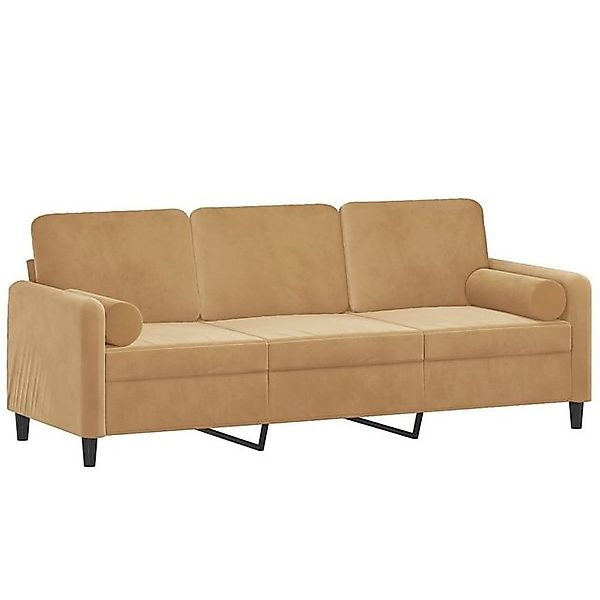 vidaXL Sofa 3-Sitzer-Sofa mit Zierkissen Braun 180 cm Samt günstig online kaufen