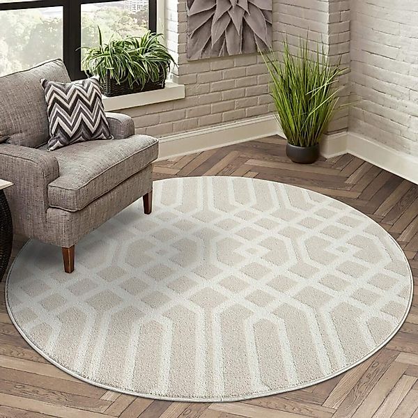 Carpet City Teppich »FLAIR138«, rund, 11 mm Höhe, Kurzflor-Teppich, Skandi- günstig online kaufen