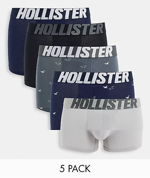 Hollister – 5er-Pack Unterhosen mit Ton-in-Ton-Logobund, einfarbig und mit günstig online kaufen