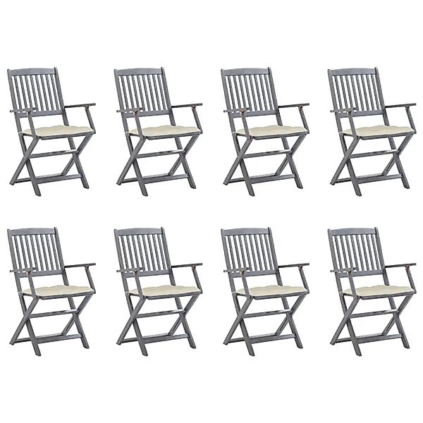 vidaXL Klappbare Gartenstühle 8 Stk mit Kissen Massivholz Akazie 3078279 günstig online kaufen