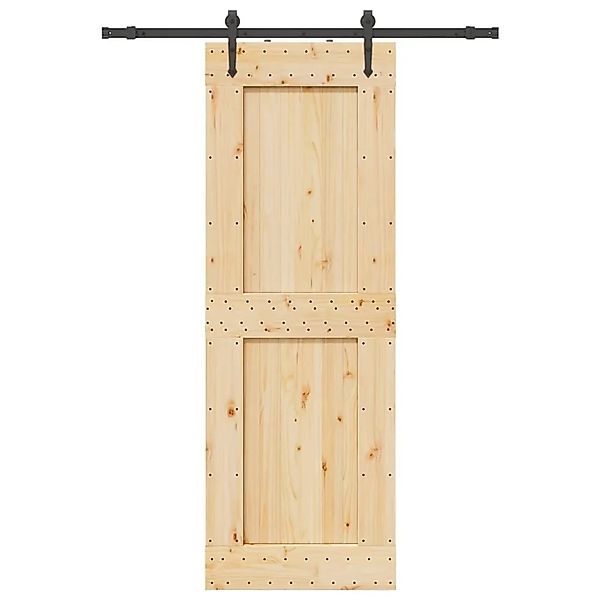 vidaXL Schiebetür mit Beschlag 80x210 cm Massivholz Kiefer 3332737 günstig online kaufen