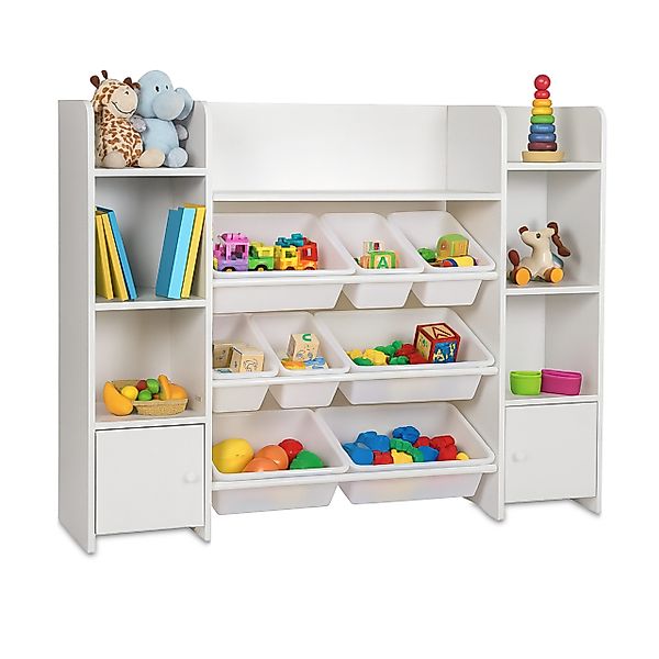 relaxdays Kinderregal groß mit Boxe, weiß günstig online kaufen