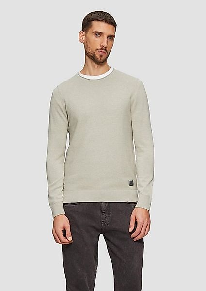 s.Oliver Strickpullover Strickpullover mit Strukturmix und Logo-Patch Rippb günstig online kaufen
