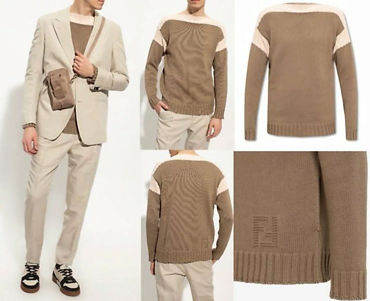 FENDI Strickpullover FENDI FF Inlay Pullover Cashmere Knitted Jumper Knit S günstig online kaufen