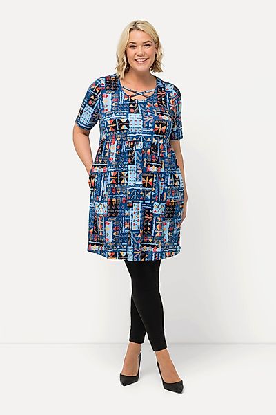 Ulla Popken Longshirt Longshirt Zierbänder Rundhals günstig online kaufen