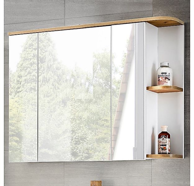 Lomadox Spiegelschrank CAMPOS-56 Badezimmer, weiß mit Wotaneiche, B/H/T: ca günstig online kaufen