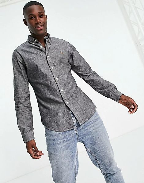 Polo Ralph Lauren – Schmal geschnittenes Jeanshemd in Grau mit Markenlogo u günstig online kaufen