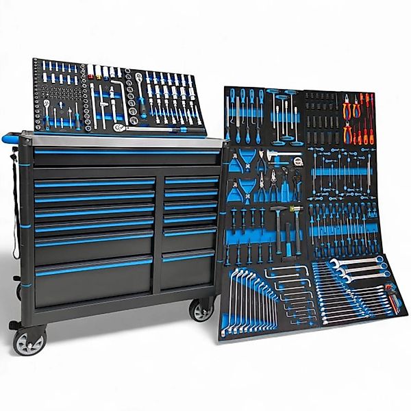 DeTec. Werkstattwagen Bestückt Blue Line Werkzeugwagen XXL 13 Schubladen 11 günstig online kaufen