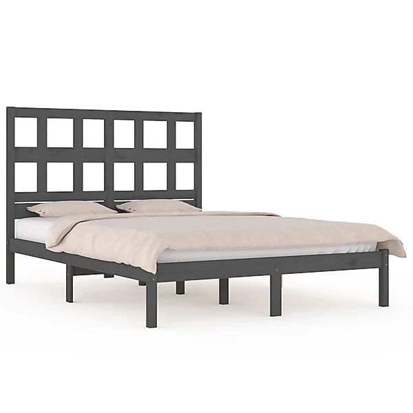 Vidaxl Massivholzbett Grau Kiefer 200x200 Cm günstig online kaufen