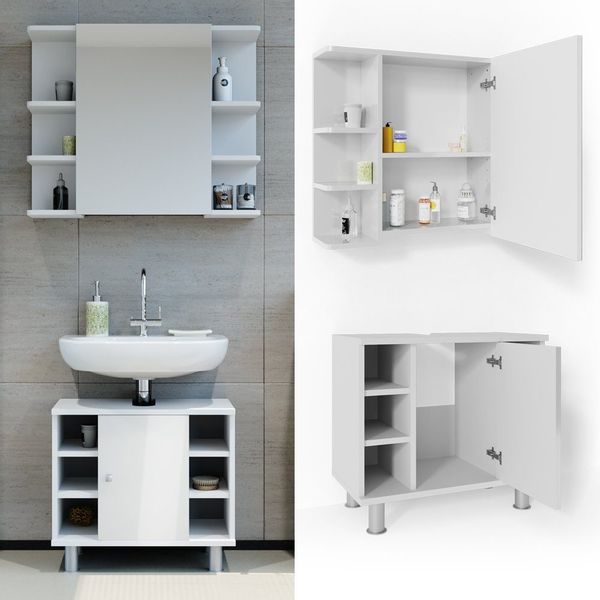 Vicco Badmöbel-Set Fynn, Weiß Hochglanz, 2 günstig online kaufen