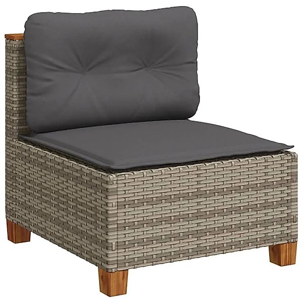 vidaXL Gartensofa ohne Armlehnen mit Kissen Grau Poly Rattan 365906 günstig online kaufen