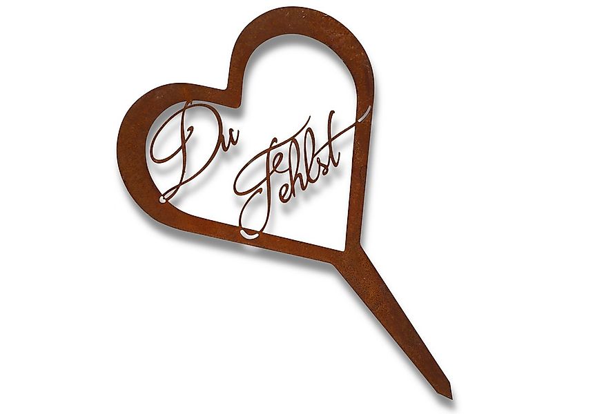 Rostikal Metallschild Grabschmuck Herz - Grab Deko mit Gravur Du Fehlst / U günstig online kaufen