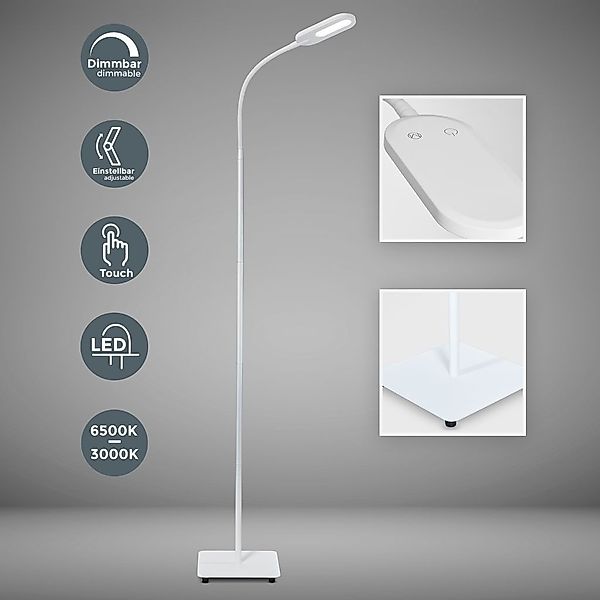 B.K.Licht Stehlampe Weiß 8W 600lm 3000K günstig online kaufen