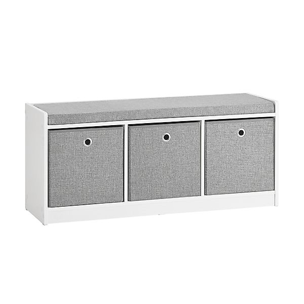 SoBuy Schuhtruhe mit Stauraum Sitzbank Schuhbank Weiß Holzwerkstoff FSR65-D günstig online kaufen